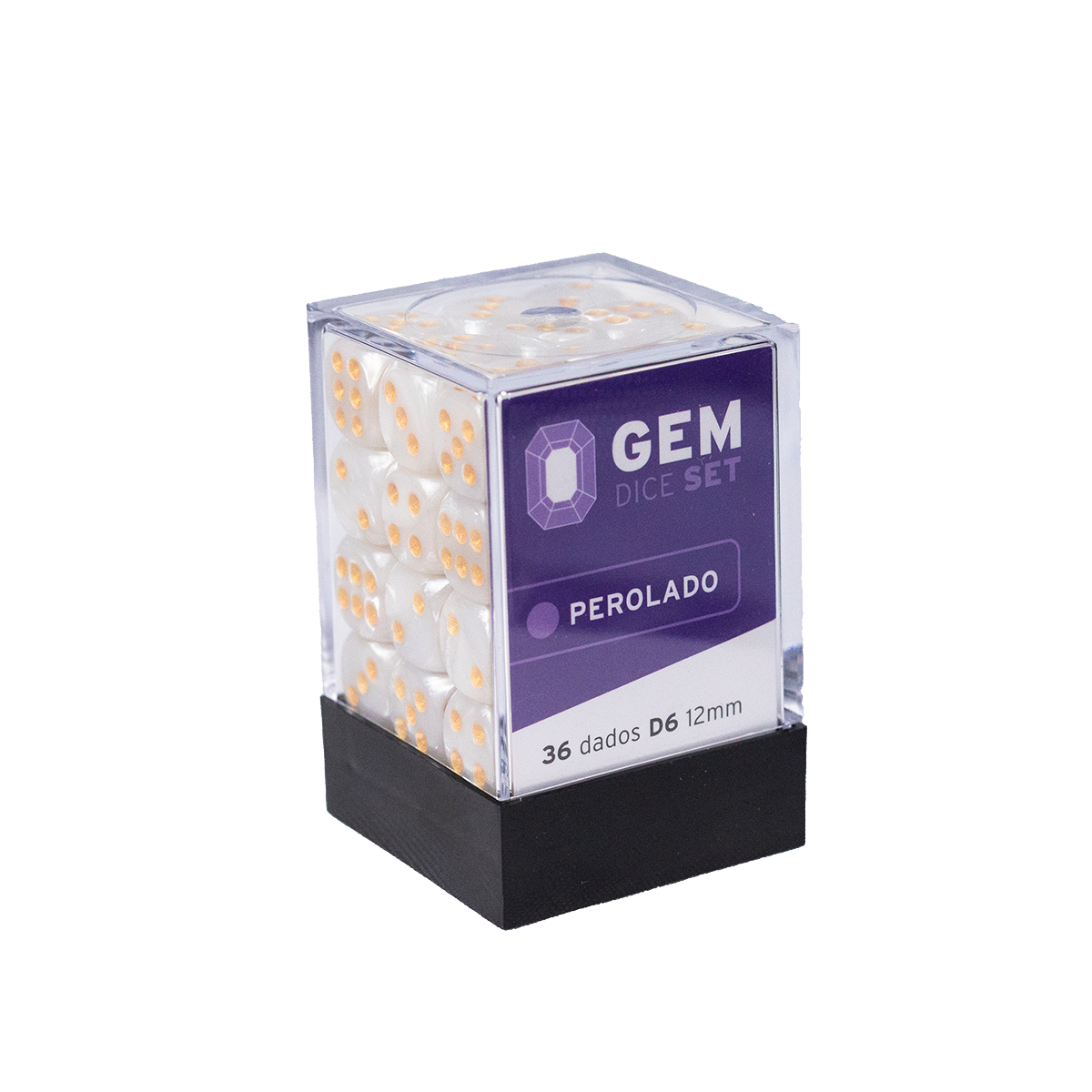 GEM Dice - 36 d6 de 12mm - Perolado - Branco