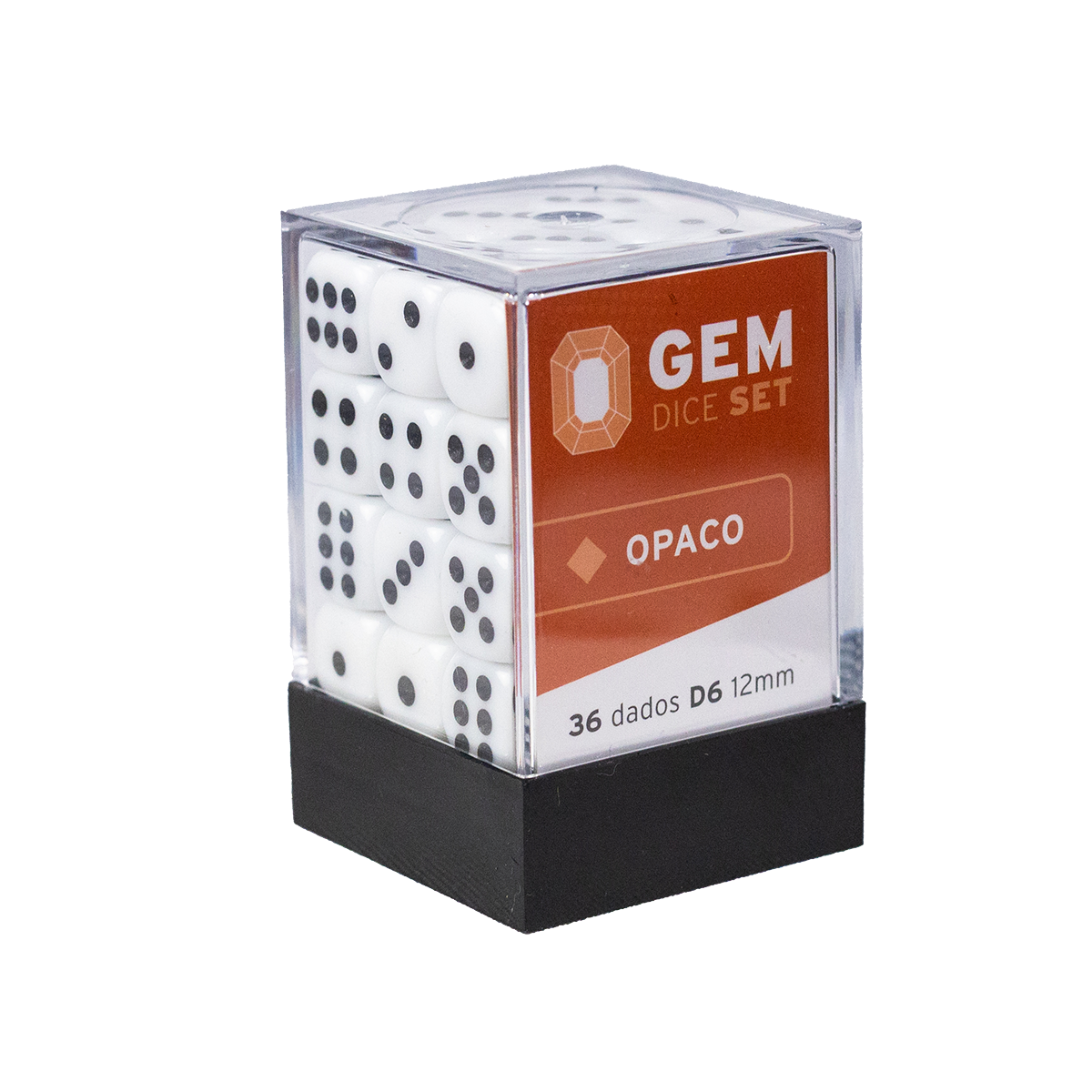 GEM Dice - 36 d6 de 12mm - Opaco - Branco