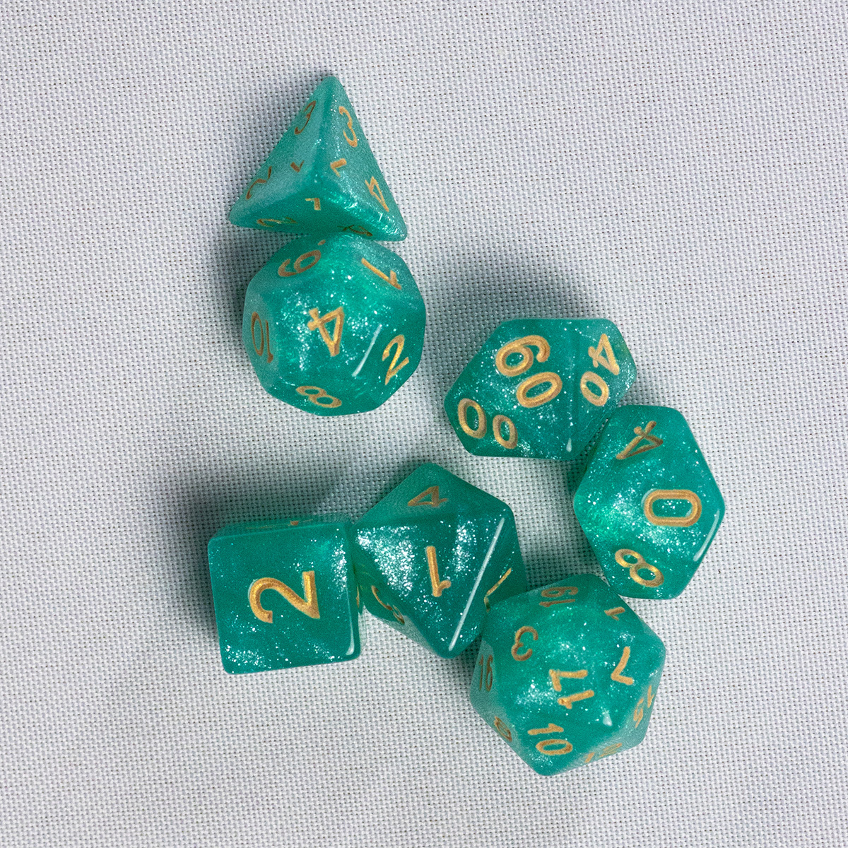 GEM DnD Dice Set - Glitter - Verde Água - Imagem 3