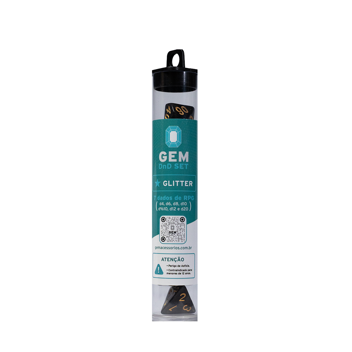 GEM DnD Dice Set - Glitter - Preto
